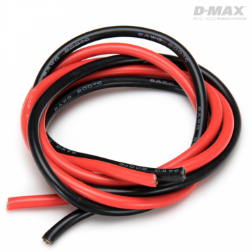 Kabel Rd & Svart 8AWG D4.3/6.5mm x 1m i gruppen Fabrikat / D / DynoMAX / Kablar & Kontakter hos Minicars Hobby Distribution AB (B9238)