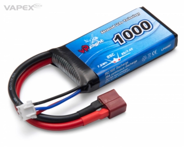 Li-Po Batteri 2S 7,4V 1000mAh 25C T-Kontakt i gruppen Fabrikat / V/W / Vapex / Li-Po Batterier hos Minicars Hobby Distribution AB (VPLP009FD)