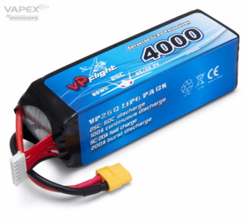 Li-Po Batteri 6S 22,2V 4000mAh 25C XT60-Kontakt i gruppen Tillbehr & Delar / Batterier & Tillb. hos Minicars Hobby Distribution AB (VPLP044FXT)