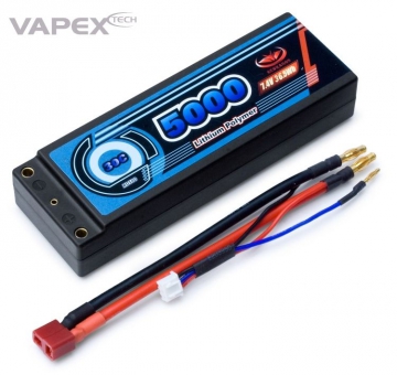 Li-Po Battery 2S 7,4V 5000mAh 30C Hard T-connector in the group Brands / V/W / Vapex / Li-Po Batteries at Minicars Hobby Distribution AB (VPRD500D2)