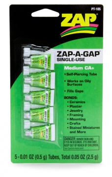 ZAP-A-GAP One-time-Use CA 5x0.5gr in the group Brands / Z / ZAP / ZAP Glue at Minicars Hobby Distribution AB (40PT105)