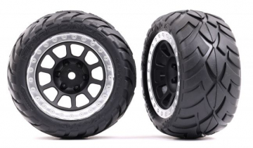 Tires & Wheels Alias Medium / Grey Satin w. Chrome Ring  2.2 Rear (2) in the group Brands / T / Traxxas / Tires & Wheels at Minicars Hobby Distribution AB (422478G)