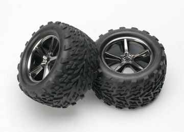 Tires & Wheels Talon/Gemini Black Chrome (14mm) 3.8 (2) in the group Brands / T / Traxxas / Tires & Wheels at Minicars Hobby Distribution AB (425374A)