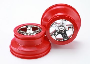 Wheels SCT Chrome-Red 2.2/3.0 4WD/2WD Front (2) in the group Accessories & Parts / Car Tires & Wheels at Minicars Hobby Distribution AB (425868)