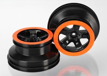 Wheels SCT Black/Orange 2.2/3.0 4WD/2WD Rear (2) in the group Accessories & Parts / Car Tires & Wheels at Minicars Hobby Distribution AB (425868X)