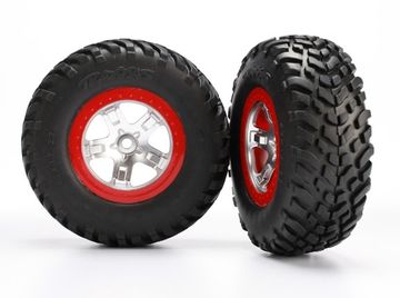 Tires & Wheels SCT S1/SCT Satin Chrome-Red 4WD/2WD Rear (2) in the group Brands / T / Traxxas / Tires & Wheels at Minicars Hobby Distribution AB (425873R)