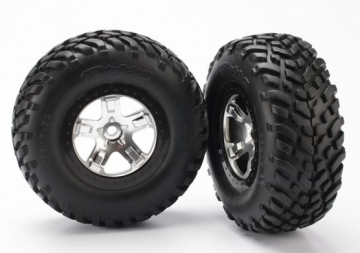 Tires & Wheels SCT/SCT Satin Chrome-Black 4WD/2WD Rear (2) in the group Brands / T / Traxxas / Tires & Wheels at Minicars Hobby Distribution AB (425873X)