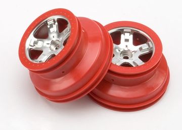 Wheels Satin Chrome-Red 2.2/3.0 2WD Front (2) in the group Brands / T / Traxxas / Tires & Wheels at Minicars Hobby Distribution AB (425874A)