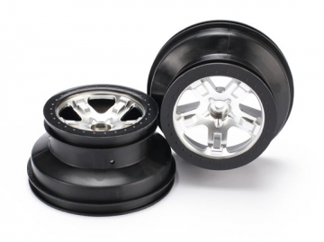Wheels Satin Chrome - Black 2.2/3.0 2WD Front (2) in the group Brands / T / Traxxas / Tires & Wheels at Minicars Hobby Distribution AB (425874X)