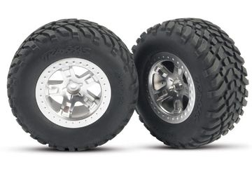 Tires & Wheels SCT/SCT Satin Chrome-Black 2WD Fram (2) in der Gruppe Hersteller / T / Traxxas / Tires & Wheels bei Minicars Hobby Distribution AB (425875)