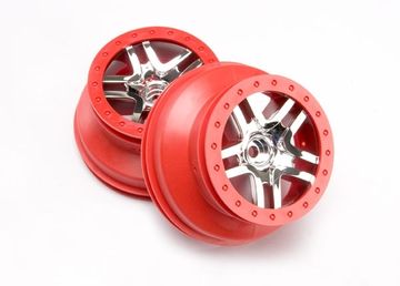 Wheels SCT Split-Spoke Satin Chrome-Red 2WD Front (2) in the group Brands / T / Traxxas / Tires & Wheels at Minicars Hobby Distribution AB (425876A)