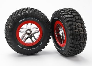 Tires & Wheels BFGoodrich/S-Spoke Chrome-Red 2WD Front (2) in the group Accessories & Parts / Car Tires & Wheels at Minicars Hobby Distribution AB (425877A)