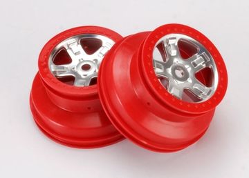 Wheels SCT Satin Chrome-Red (14mm) 2.2/3.0 (2) in the group Brands / T / Traxxas / Tires & Wheels at Minicars Hobby Distribution AB (425972A)