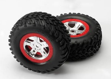 Tires & Wheels SCT/SCT Satin Chrome-Red (14mm) (2) in the group Brands / T / Traxxas / Tires & Wheels at Minicars Hobby Distribution AB (425973A)