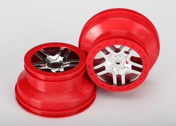 Wheels SCT Split-Spoke Chrome-Red (14mm) 2.2/3.0 (2) in the group Brands / T / Traxxas / Tires & Wheels at Minicars Hobby Distribution AB (425974A)