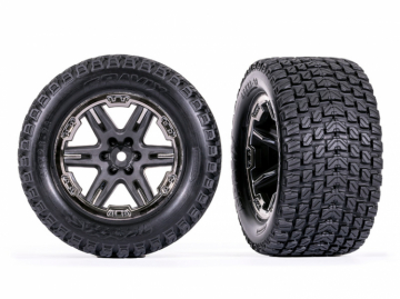 Tires & Wheels Talon EXT/ RXT Gray - Black Chrome 2.8 4WD TSM (2) in the group Brands / T / Traxxas / Tires & Wheels at Minicars Hobby Distribution AB (426764-BLKCR)