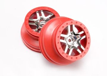 Wheels SCT S-Spoke Chrome-Red 2.2/3.0 4WD/2WD Rear (2) in the group Brands / T / Traxxas / Tires & Wheels at Minicars Hobby Distribution AB (426872A)