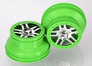 Wheels SCT S-Spoke Chrome-Green 2.2/3.0 4WD/2WD Rear (2) in the group Brands / T / Traxxas / Tires & Wheels at Minicars Hobby Distribution AB (426872X)