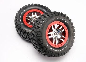 Tires & Wheels Goodrich/S-Spoke Chrome-Red 4WD/2WD Rear in the group Brands / T / Traxxas / Tires & Wheels at Minicars Hobby Distribution AB (426873A)