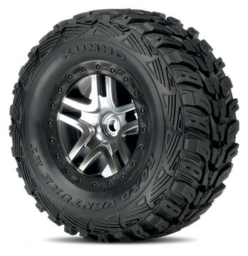 Tires & Wheels Kumho/S-Spoke Chrome-Black 4WD/2WD Rear in der Gruppe Hersteller / T / Traxxas / Tires & Wheels bei Minicars Hobby Distribution AB (426874)