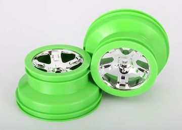 Wheels SCT Chrome-Green 2.2/3.0 4WD/2WD Rear (2) in the group Brands / T / Traxxas / Tires & Wheels at Minicars Hobby Distribution AB (426875)