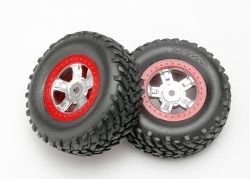 Tires & Wheels SCT/SCT-Red Chrome 1/16 (2) in the group Accessories & Parts / Car Tires & Wheels at Minicars Hobby Distribution AB (427073A)