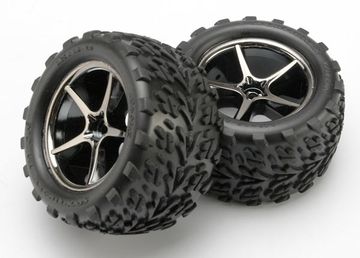 Tires & Wheels Talon/Gemini Black Chrome 2.2 1/16 (2) in the group Brands / T / Traxxas / Tires & Wheels at Minicars Hobby Distribution AB (427174A)