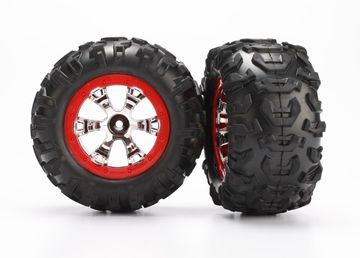 Tires & Wheels Canyon AT/Geode Chrome-Red 2.2 1/16 (2) in der Gruppe Hersteller / T / Traxxas / Tires & Wheels bei Minicars Hobby Distribution AB (427272)
