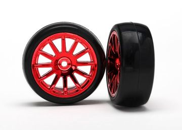 Tires & Wheels Slicks/12-Spoke Red LaTrax Rally (2) in the group Brands / T / Traxxas / Tires & Wheels at Minicars Hobby Distribution AB (427573X)