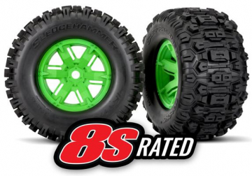 Tires & Wheels Sledgehammer/X-Maxx Green (2) in the group Brands / T / Traxxas / Tires & Wheels at Minicars Hobby Distribution AB (427774G)
