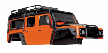 Kaross Land Rover Defender Orange Komplett i gruppen Fabrikat / T / Traxxas / Karosser & Tillbehr hos Minicars Hobby Distribution AB (428011A)