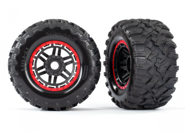 Tires & Wheels Maxx/Black/Red (17mm) 2,8 TSM (2) in der Gruppe Hersteller / T / Traxxas / Tires & Wheels bei Minicars Hobby Distribution AB (428972R)