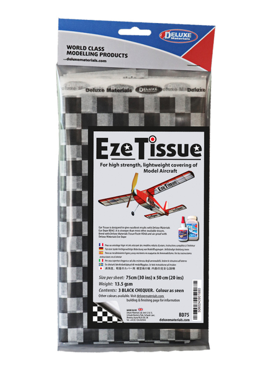 Eze Tissue Spannpapier Schwartz Kariert 3stuck