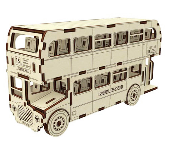 London Buss Trämodell Byggsats