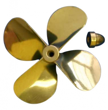 Brass Prop 4-Blade Left 3-5/8'' dia in the group Brands / D / Dumas / Boat Propellers at Minicars Hobby Distribution AB (DU3121)