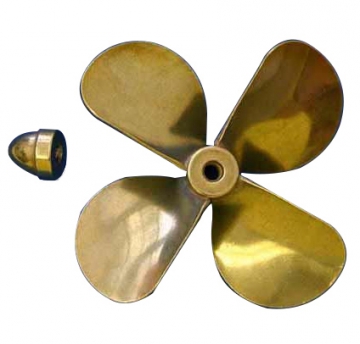Brass Prop 4-Blade Right 3-3/8'' dia in the group Brands / D / Dumas / Boat Propellers at Minicars Hobby Distribution AB (DU3131)