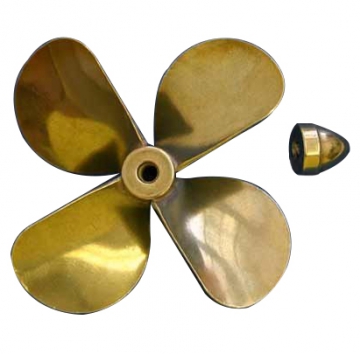 Brass Prop 4-Blade Left 3-3/8'' dia in the group Brands / D / Dumas / Boat Propellers at Minicars Hobby Distribution AB (DU3132)