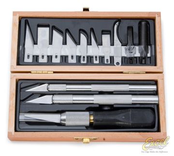 Knife set Pro. wooden case in the group Brands / E / Excel / Knives at Minicars Hobby Distribution AB (EX44290)