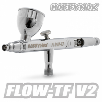 FLOW-TF V2 Airbrush Top Feed 0.3/0.5/0.8mm 2/5/13cc 1.8m Hose in the group Brands / H / Hobbynox / Airbrushes at Minicars Hobby Distribution AB (HN002-20)