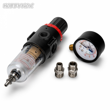 Air-Regulator wih Manometer & Air Filter G1/8 & G1/4 in the group Brands / H / Hobbynox / Airbrushes at Minicars Hobby Distribution AB (HN013-01)