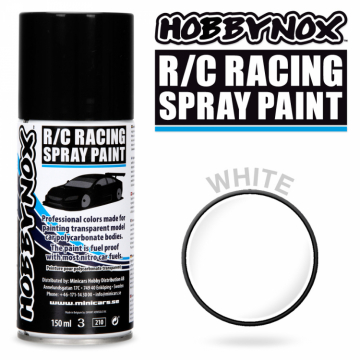 Vit R/C Racing Spray Färg 150 ml i gruppen Fabrikat / H / Hobbynox / Sprayfärger RC Bil hos Minicars Hobby Distribution AB (HN1100)