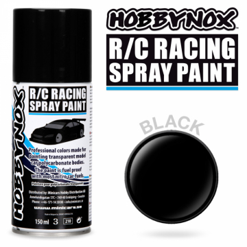 Svart R/C Racing Spray Färg 150 ml i gruppen Fabrikat / H / Hobbynox / Sprayfärger RC Bil hos Minicars Hobby Distribution AB (HN1101)