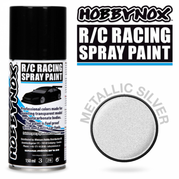 Metallic Silver R/C Racing Spray Frg 150 ml i gruppen Fabrikat / H / Hobbynox / Sprayfrger RC Bil hos Minicars Hobby Distribution AB (HN1200)