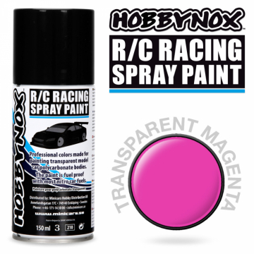 Transparent Magenta R/C Racing Spray Frg 150 ml i gruppen Bygghobby / Frg & Penslar / Sprayfrg Lexan hos Minicars Hobby Distribution AB (HN1503)