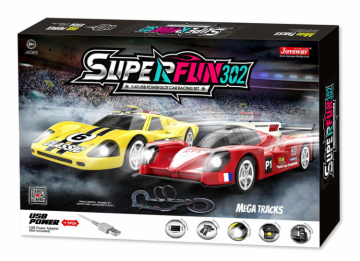 Slotracing Track Superfun-302 1/43 USB-Power 668cm in der Gruppe Hersteller / J / Joysway / Slot Car Racing bei Minicars Hobby Distribution AB (JW9302)