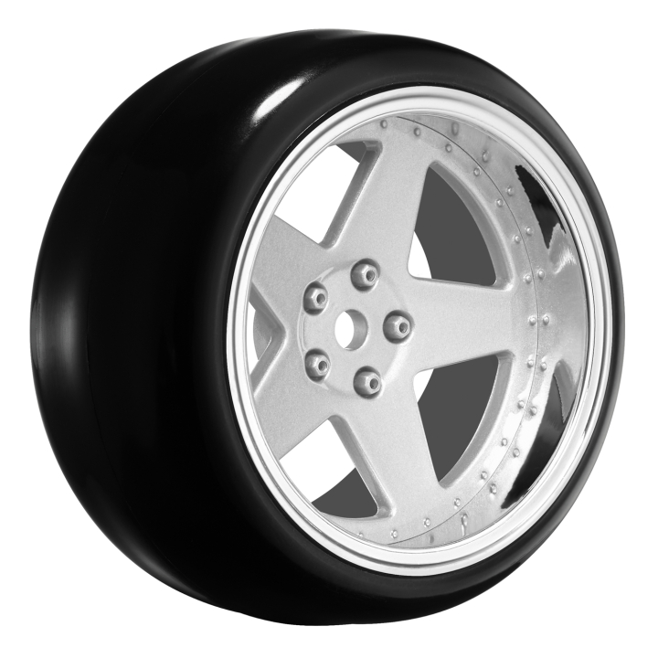 Tires & Wheels Drift / 5-Spoke Matte Silver (2,4,6,8mm Offset) 12mm Hex (4)
