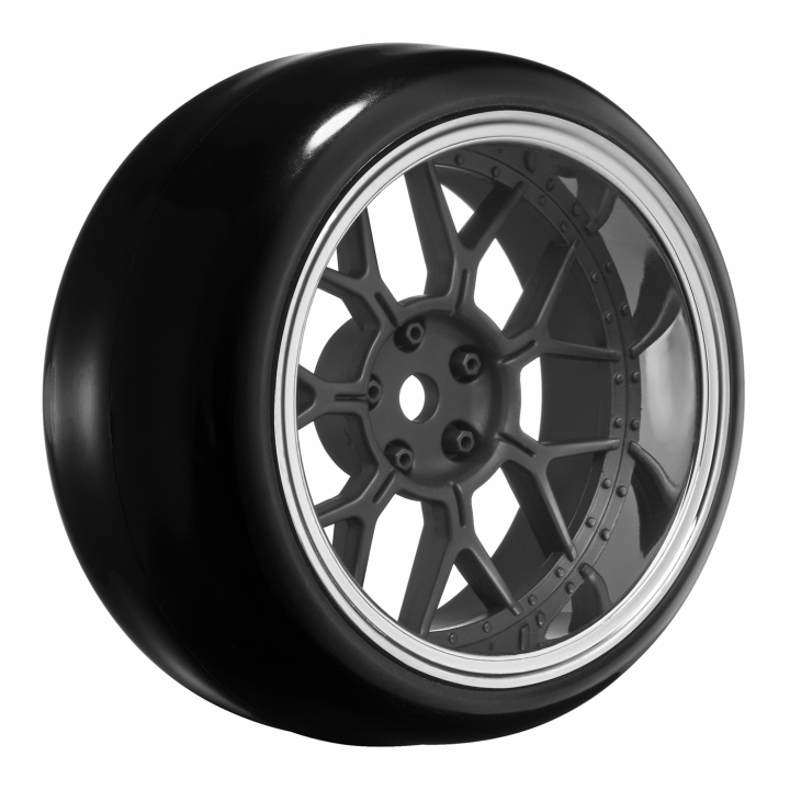 Tires & Wheels Drift / 14-Spoke Matte Black (2,4,6,8mm Offset) 12mm Hex (4)