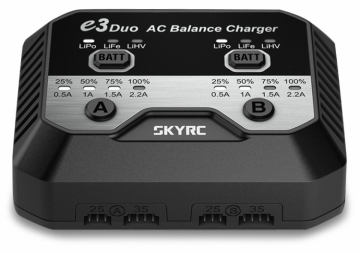 SkyRC e3 Duo Charger 2-3s LiPo/LiFe/LiHV 240VAC in the group Brands / S / SkyRC / Chargers & Power Supply at Minicars Hobby Distribution AB (SK100164-01)
