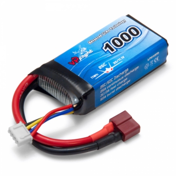 Li-Po Batteri 3S 11,1V 1000mAh 25C T-Kontakt i gruppen Tillbehör & Delar / Batterier & Tillb. hos Minicars Hobby Distribution AB (VPLP010FD)