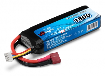 Li-Po Batteri 3S 11,1V 1800mAh 30C T-Kontakt i gruppen Fabrikat / V/W / Vapex / Li-Po Batterier hos Minicars Hobby Distribution AB (VPLP018FD)